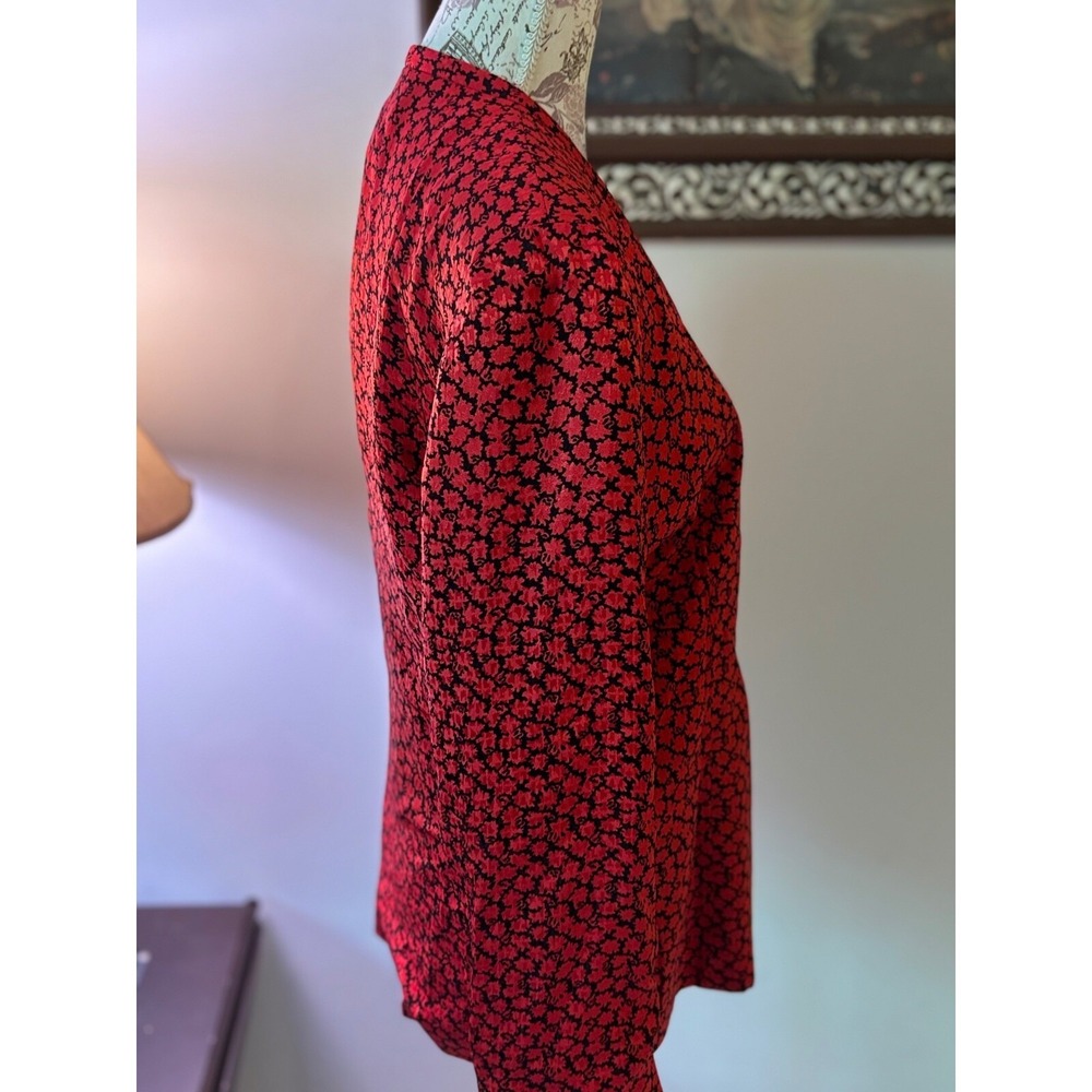 Vintage Anne Klein II 100% Silk Red one button Jacket Sz 10 Holiday party - Picture 6 of 9